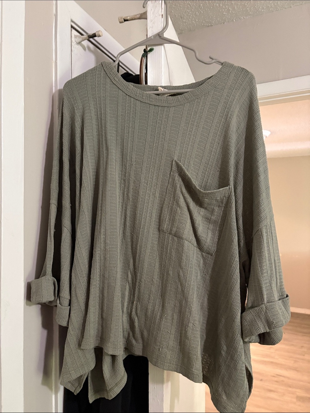 Fantastic Fawn Olive Green Waffle Knit Pocket Tunic